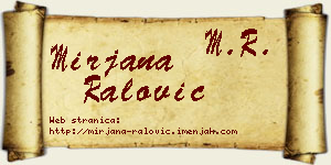 Mirjana Ralović vizit kartica